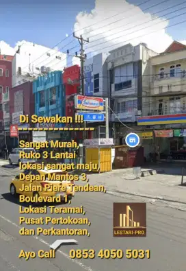 Di Sewakan Cepat Ruko 3 Lantai, pusat Pertokoan, Perkantoran dan laris