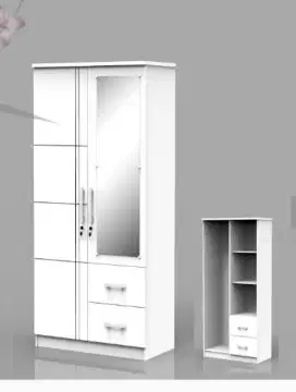 Lemari baju 2 pintu ada laci dan cermin