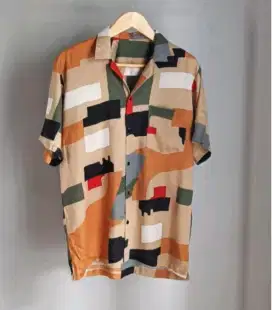 Dijual kemeja Pria Hawai, Abstrak Vintage Casual Lengan Pendek Retro
