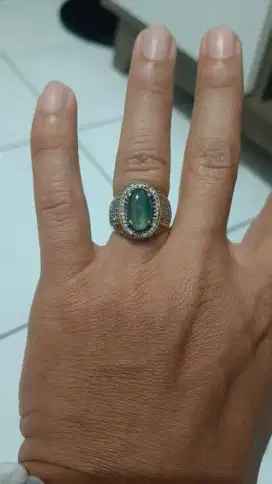 Bacan gulao dim 13.2x8x5 kristal clean, tanpa plat, ring perak cakep