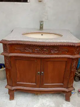 Wastafel kayu jati