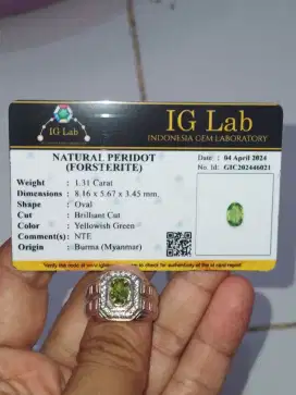 Cincin Permata Natural Peridot Burma