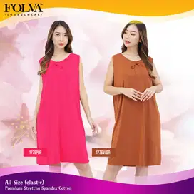 FOLVA Dress Tidur Daster Kutung Tanpa Lengan spandex melar