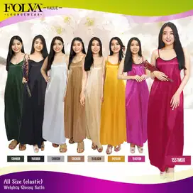 FOLVA dress panjang tanktop baju tidur satin all size