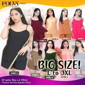 FOLVA Dress atasan wanita set celana pendek spandex 3XL big size jumbo