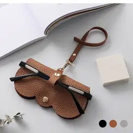 Dompet Kacamata Pouch Kacamata Gantung Tali Dan Kait Leather Glasses