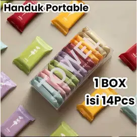 Handuk Travel Lap Badan Sekali Pakai 1 Box 14 Pcs Magic Towel Handuk