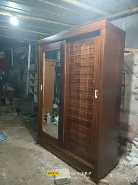 Lemari pakaian pintu 2 sliding door jati