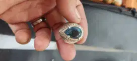 Cincin batu Blue topaz london natural