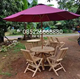 Meja kursi makan outdoor payung