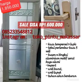 Sale pintu kamar mandi /aluminium /kaca temperred 2 lapis import