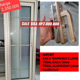 Sale pintu kamar mandi /aluminium /kaca temperred 2 lapis import