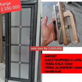 Sale pintu kamar mandi /aluminium /kaca temperred 2 lapis import