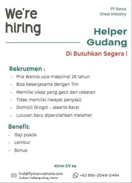 Helper Gudang Harian