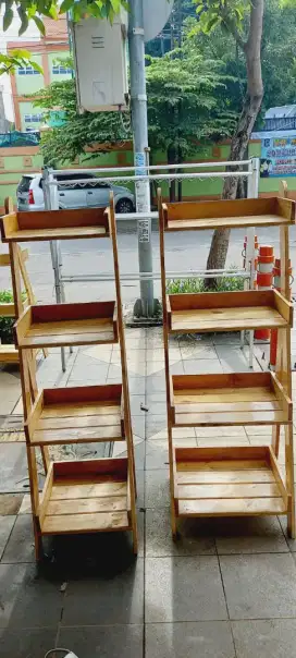 Rak 4 Susun Serbaguna, Rak Penyimpanan, Rak Buku, Rak Dapur, Rak Kayu