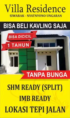 Kavling Strategis Tepi Jln, Sdh Split, Free IMB, Bisa Dicicil Ungaran