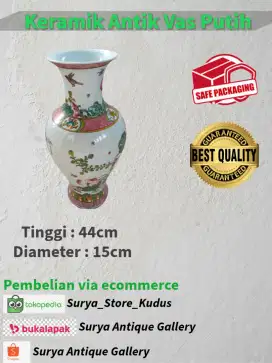 Keramik Antik Vas Putih Bunga Tulip