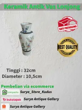 Keramik Antik Vas Bunga Motif Seribu Retak