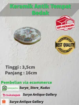 Keramik Antik Tempat Bedak Gambar Bunga