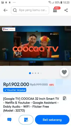 (GOOGLE TV) COOCAA 32 INCH SMART TV-ANDROID 11-NETFLIX-YOUTUBE-WIFI