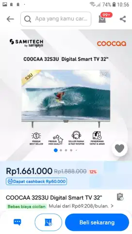 COOCAA 32S3U SMART TV LED 32 INCH-DVTB-YOUTUBE-WIFI-BEZELLESS-HDMI/USB