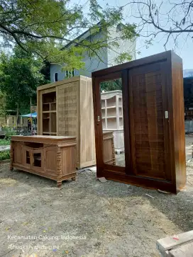 Lemari 2 pintu sliding jumbo jati
