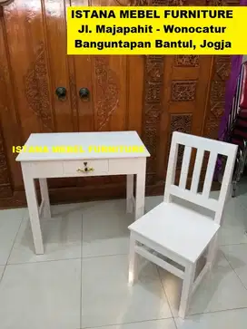 Paket Set Meja Laci Kursi Kerja Komputer Kantor Kasir Belajar Kayu #BS