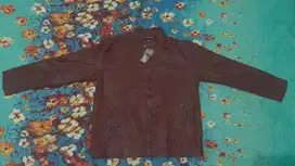 Jaket Kulit Sintesis Cokelat Ukuran XL
