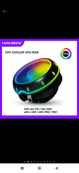 0CPU FAN COOLER COOL STORM  UFO RGB FOR INTEL DAN AMD FAN PROCESSOR