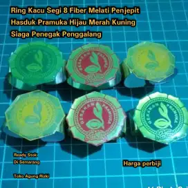 Ring Kacu Segi 8 Fiber Melati Penjepit Hasduk Pramuka Hijau Merah