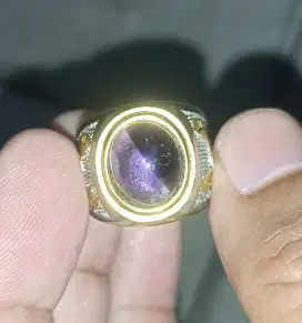 Cincin Titanium dengan batu Kecubung Samarinda