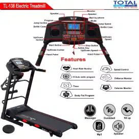 Alat fitnes treadmill elektrik TL 138 merah