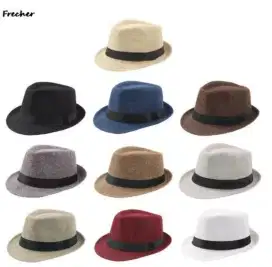 Topi Fedora Jerami ,Anak Model Terbaru (BIRU)