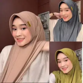 5 Jilbab Instan Bahan Jersey Premium Dengan Pin Akrilik