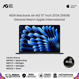 (iBox) New Macbook Air M3 13” Inch 2024 256GB Garansi Resmi Indonesia