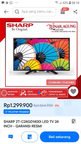 SHARP 2T-C24DG1400i -TV LED 24 INCH-DIGITAL TV-HDMI/USB-GARANSI RESMI