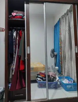 Lemari Kayu Full Kaca Sliding Premium