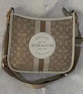 Tas Coach CA195 Dempsey File Bag Jacquard Strip Sign Light Khaki Chalk