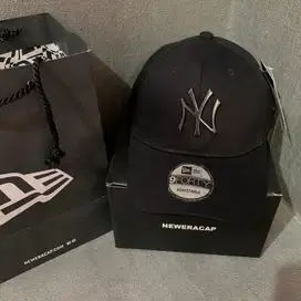 Topi Baseball MLB Caps New Era Hat Logo Metal NY Hitam Fullblack