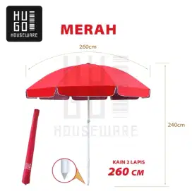 Payung Jualan Tenda 260 cm HUGO Dua Lapis Dobel Jari Jumbo Anti UV