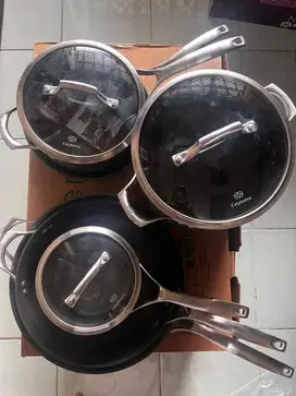 Panci Calphalon Unison Classic Nonstick Cookware Set 10 Piece Grey