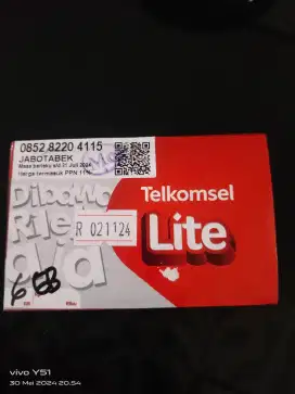 SIM card + kuota 6 GB Telkomsel simpati nomor cantik banget baru, (WA)