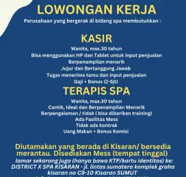 Di butuhkan terapis spa