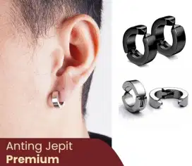 Anting Lingkar Jepit Tanpa Tindik Black ORIGINAL