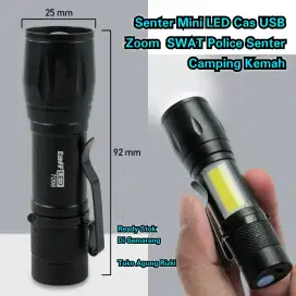 Senter Mini LED Cas USB Zoom SWAT Police Senter Camping Kemah