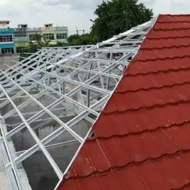Pemasangan atap rumah make baja ringan SNI +Genteng metal terpasang