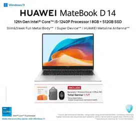 Huawei Matebook D14 Core i5-1240P 8GB 512GB 14 W11 - Mystic Silver