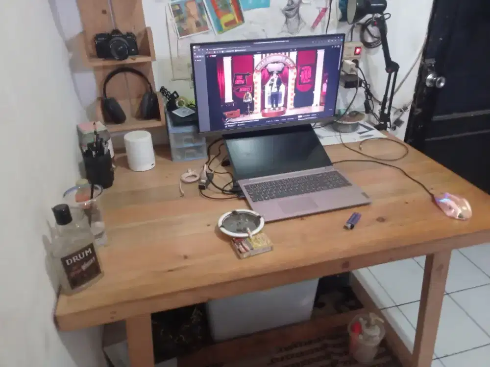 Meja Kerja/Gamer portable (Kayu Jati)