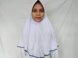 Kerudung Jilbab Instan Perawat Bidan Putih Polos List Biru