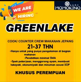 Dicari crew masak makanan jepang momokino Greenlake